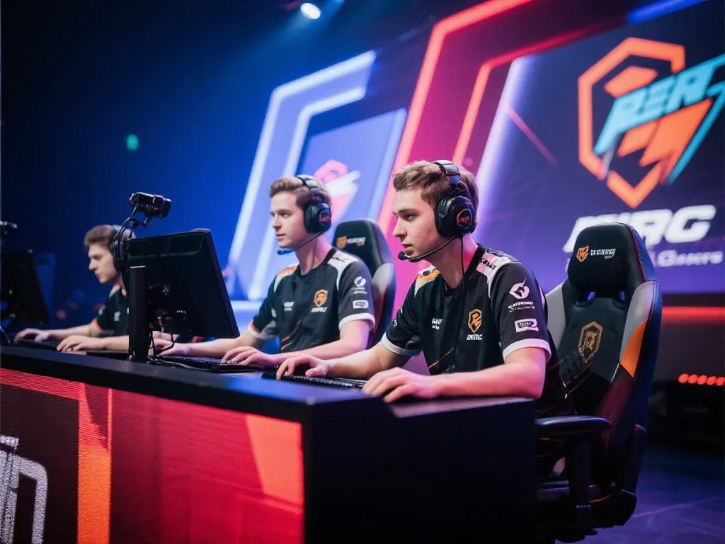 电竞选手在舞台上竞技